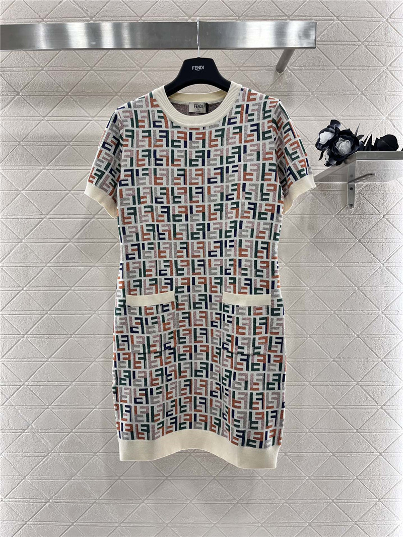 F**di short sleeve jacquard dress replica d&g clothing