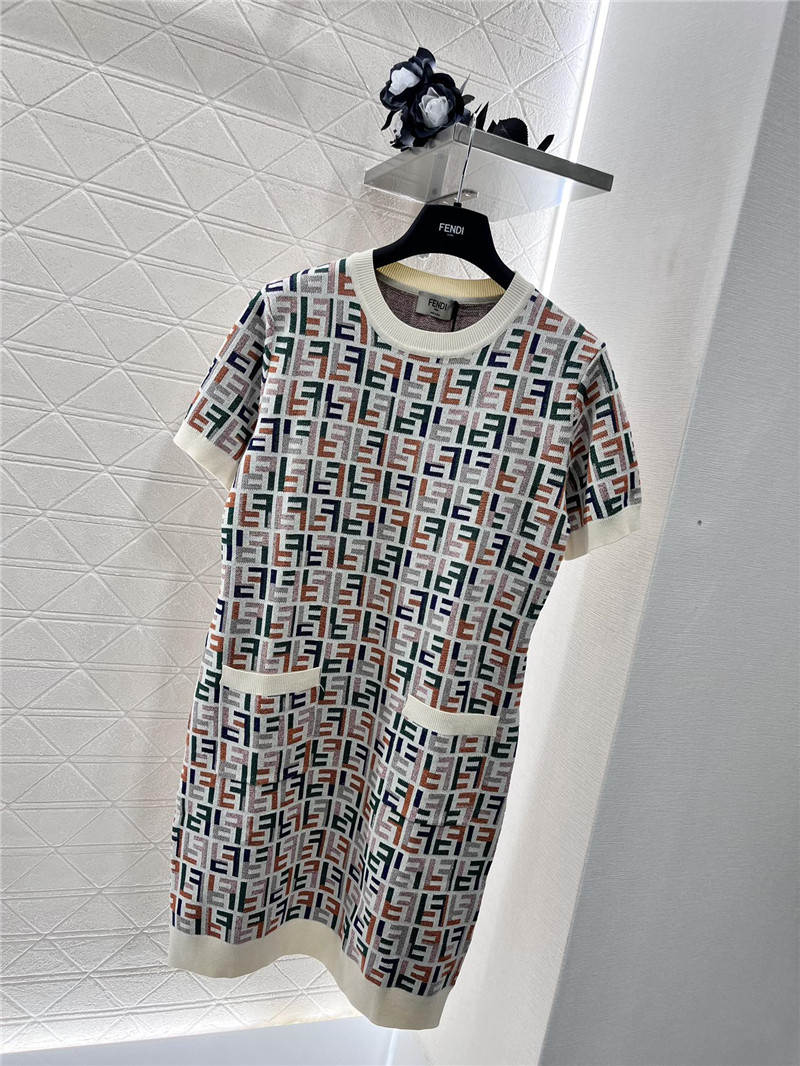 F**di short sleeve jacquard dress replica d&g clothing
