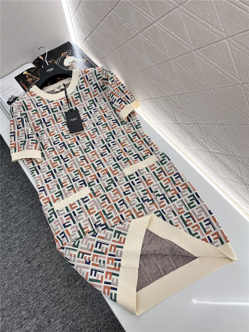 F**di short sleeve jacquard dress replica d&g clothing