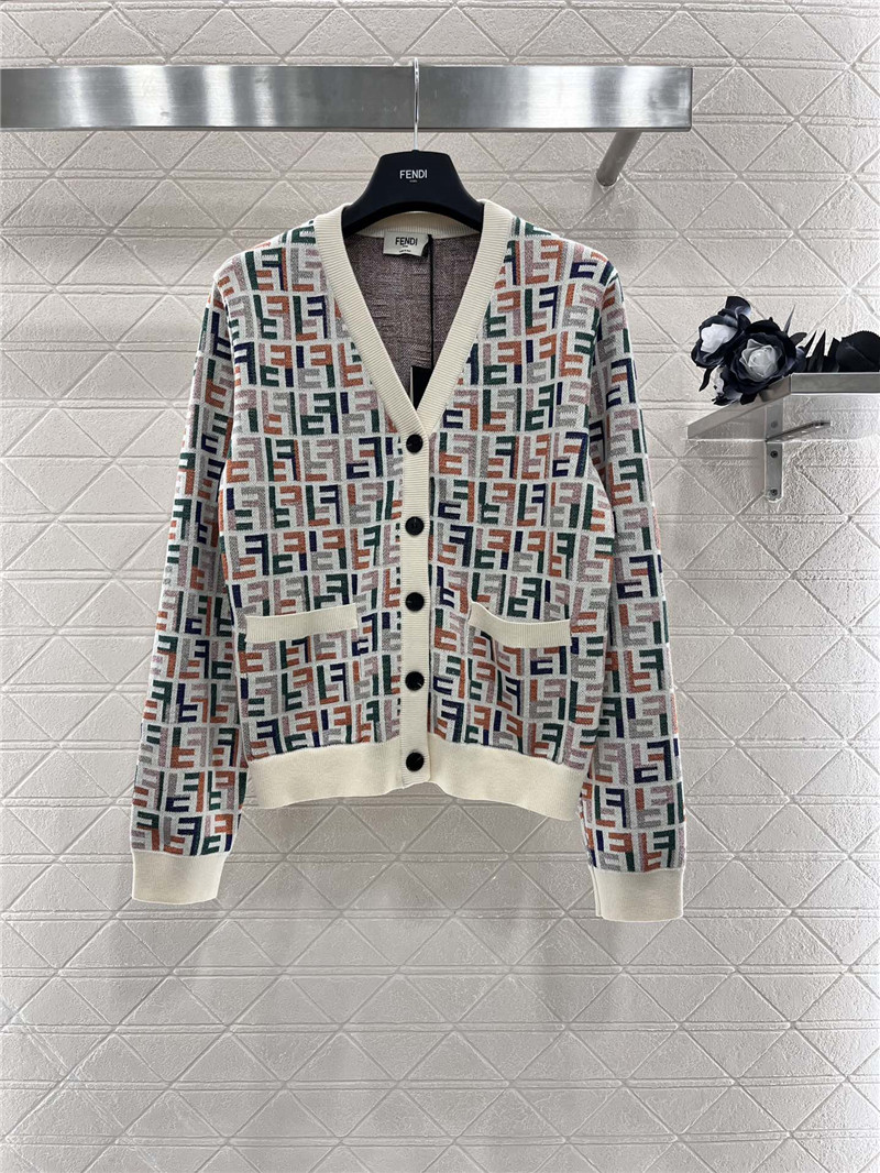 F**di jacquard knitted v-neck cardigan replica clothing