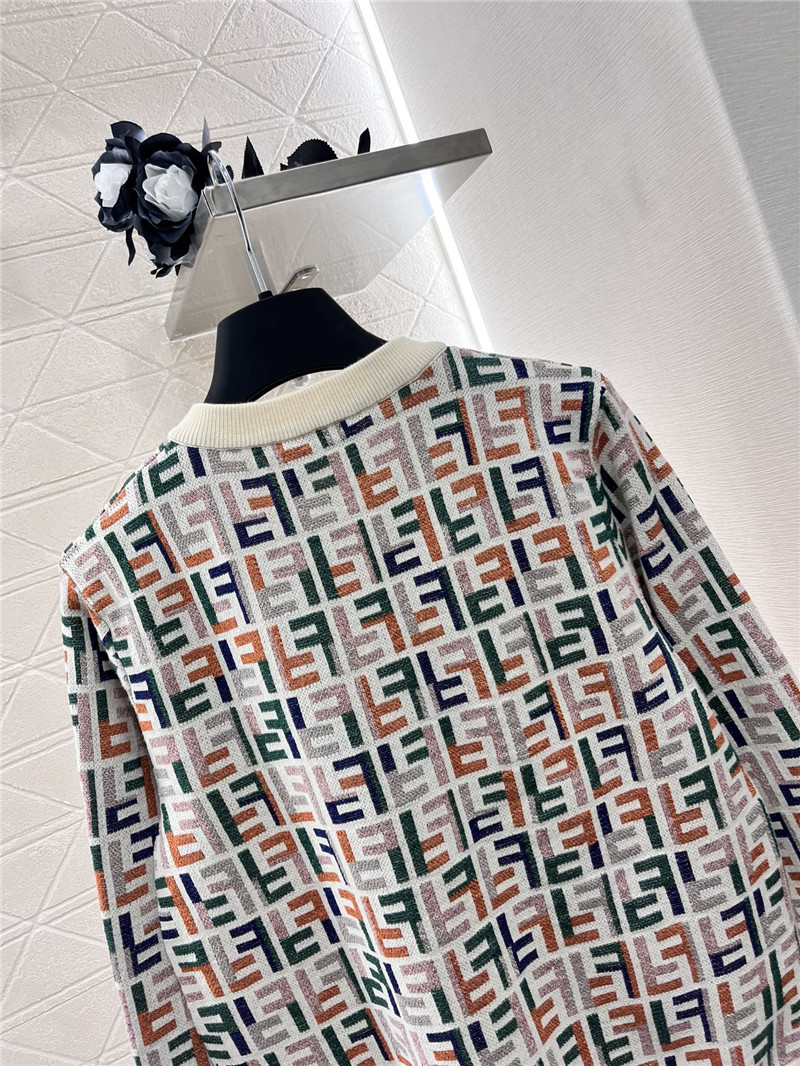 F**di jacquard knitted round neck cardigan replica clothes