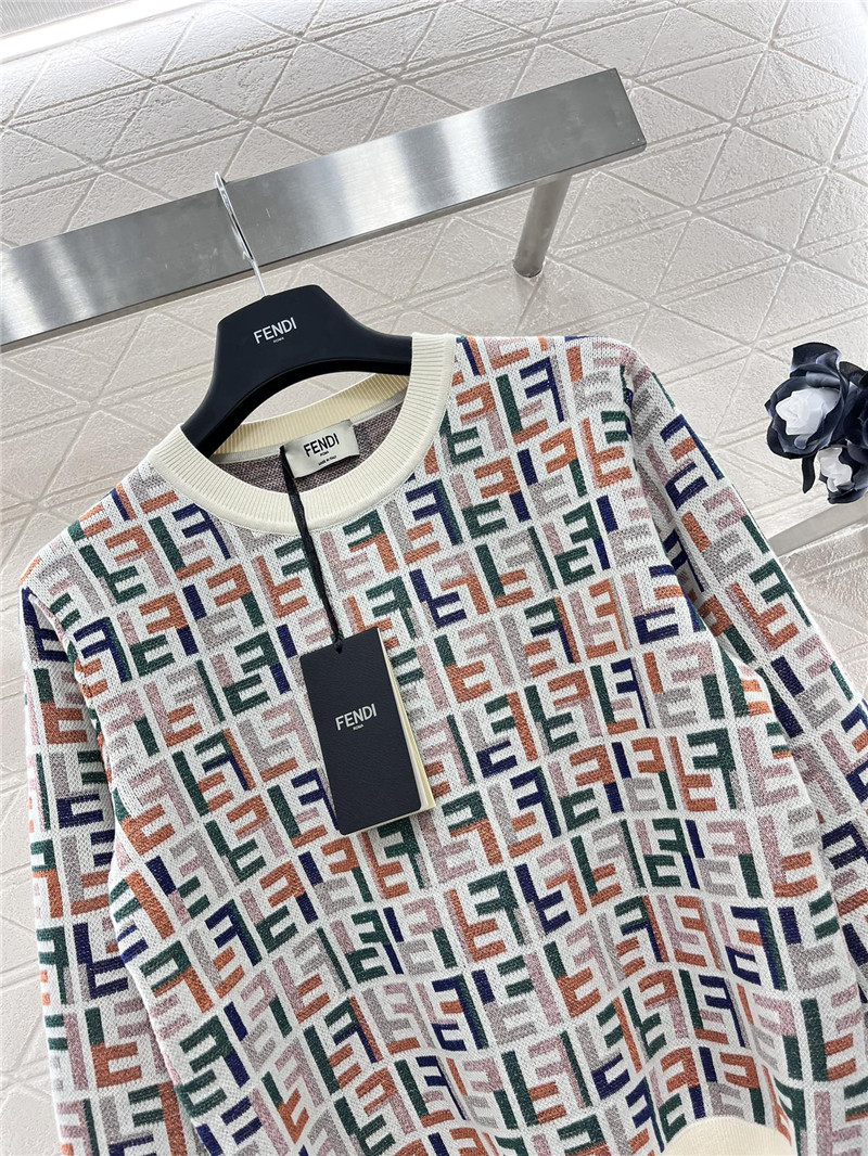 F**di jacquard knitted crew neck top replicas clothes