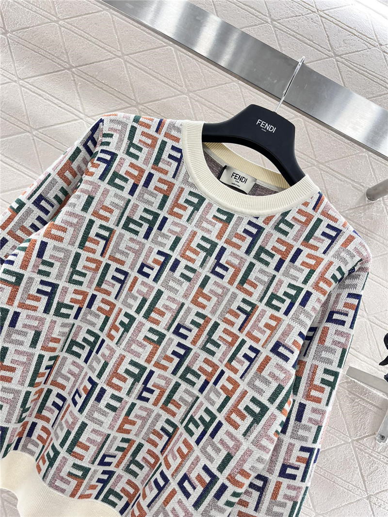 F**di jacquard knitted crew neck top replicas clothes