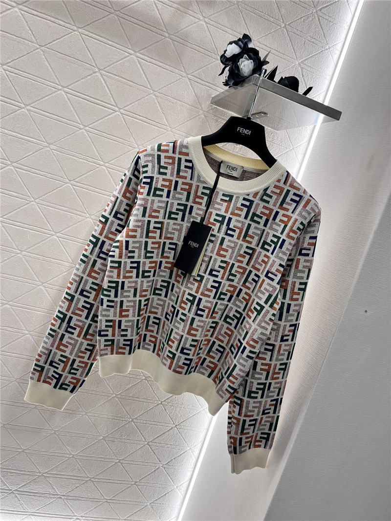 F**di jacquard knitted crew neck top replicas clothes