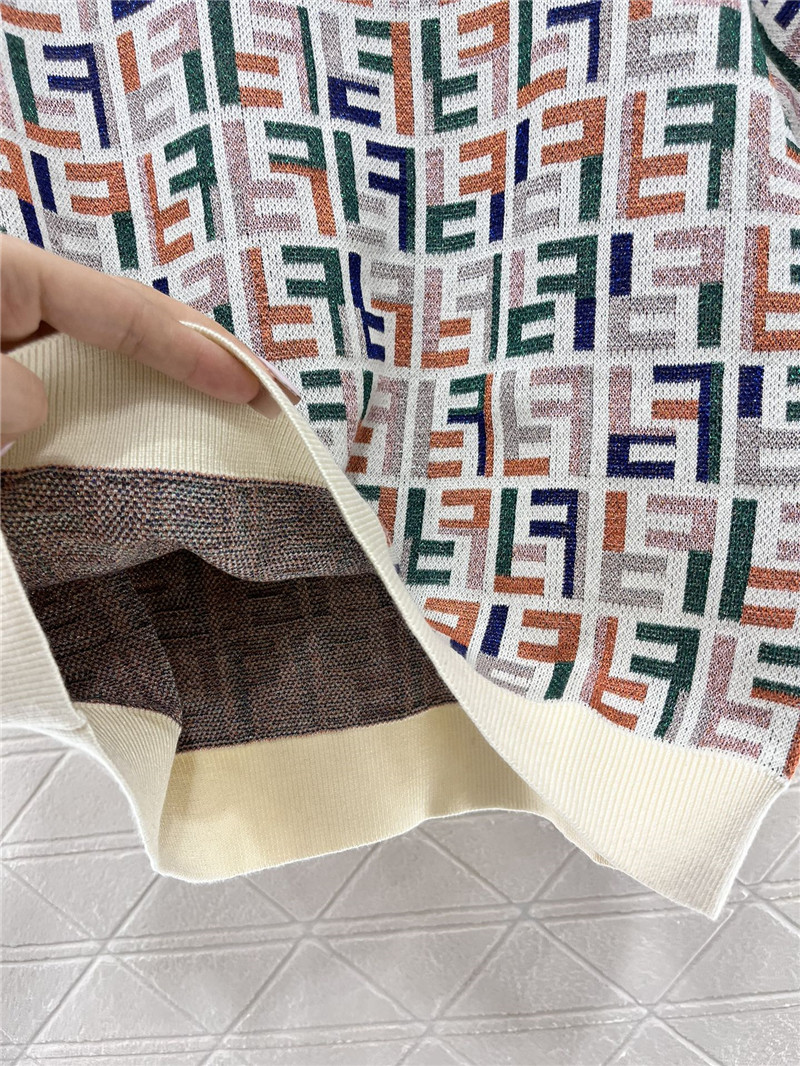 F**di jacquard knitted round neck short sleeve replica clothes