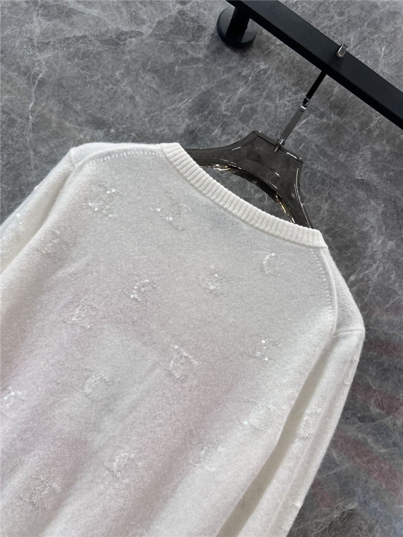 Ch**el crop floral intarsia cardigan ivory