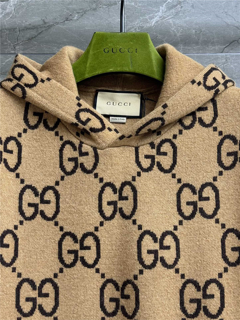 Gvc*1 gg wool hooded sweatshirt brown
