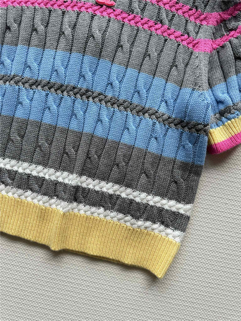 Ch**el multicolor striped cable-knit t-shirt grey