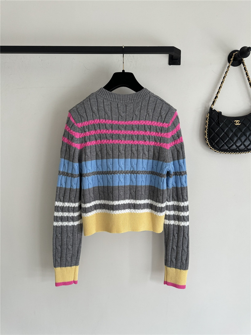 Ch**el multicolor striped cable cardigan grey