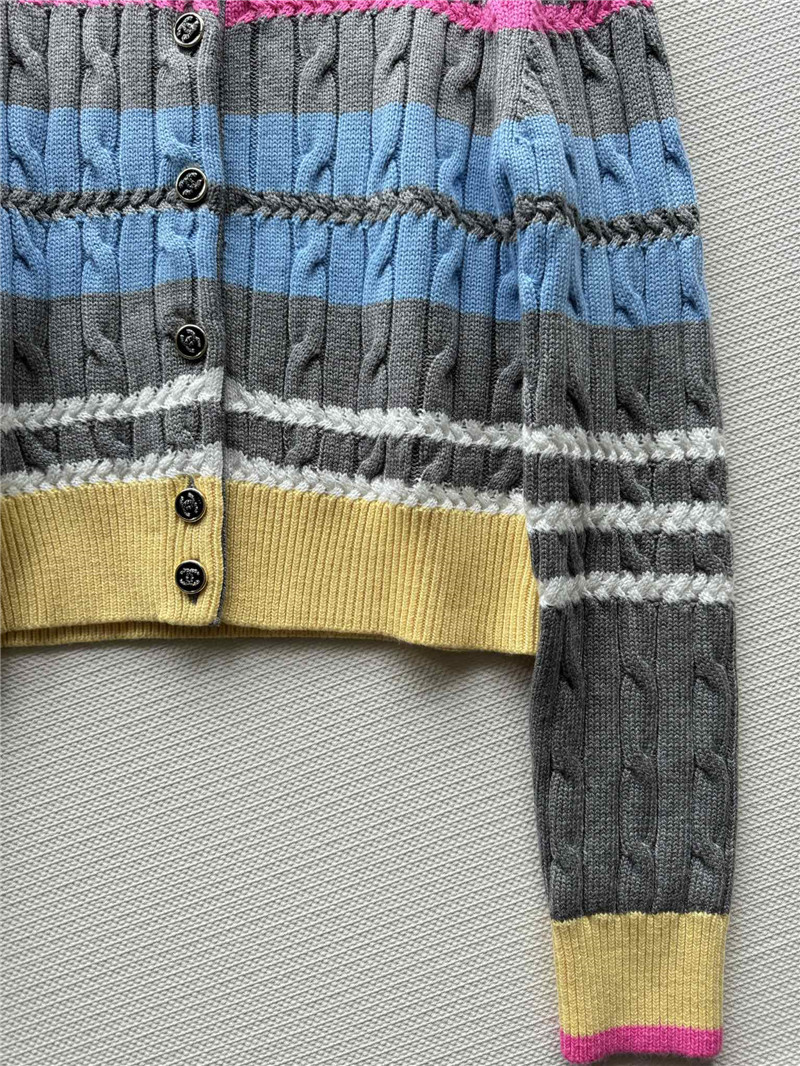 Ch**el multicolor striped cable cardigan grey