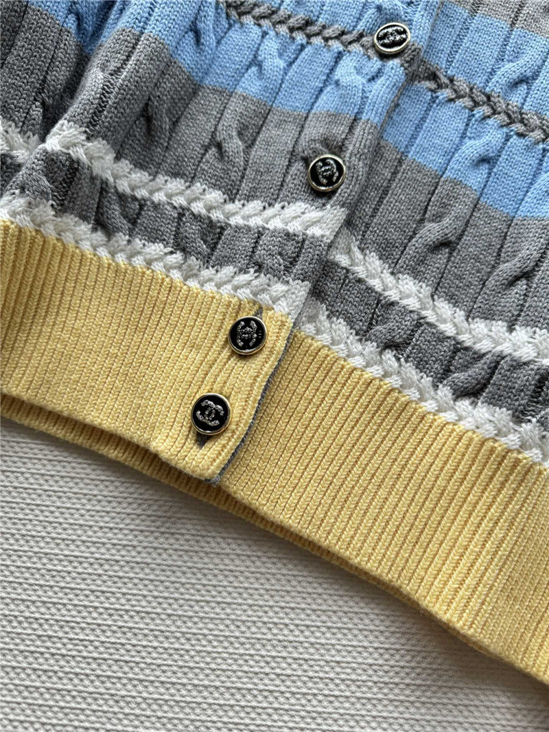 Ch**el multicolor striped cable cardigan grey