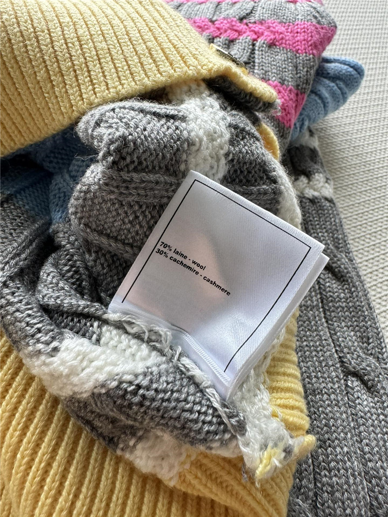 Ch**el multicolor striped cable cardigan grey