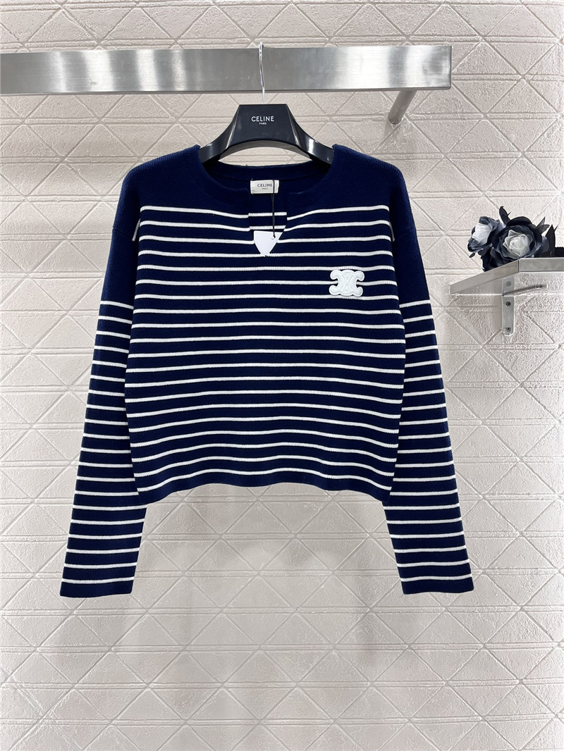 Ce1i*e triomphe striped ribbed sweater navy/white