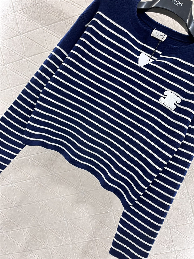 Ce1i*e triomphe striped ribbed sweater navy/white