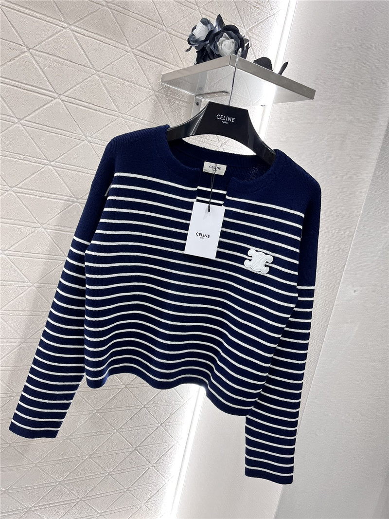 Ce1i*e triomphe striped ribbed sweater navy/white