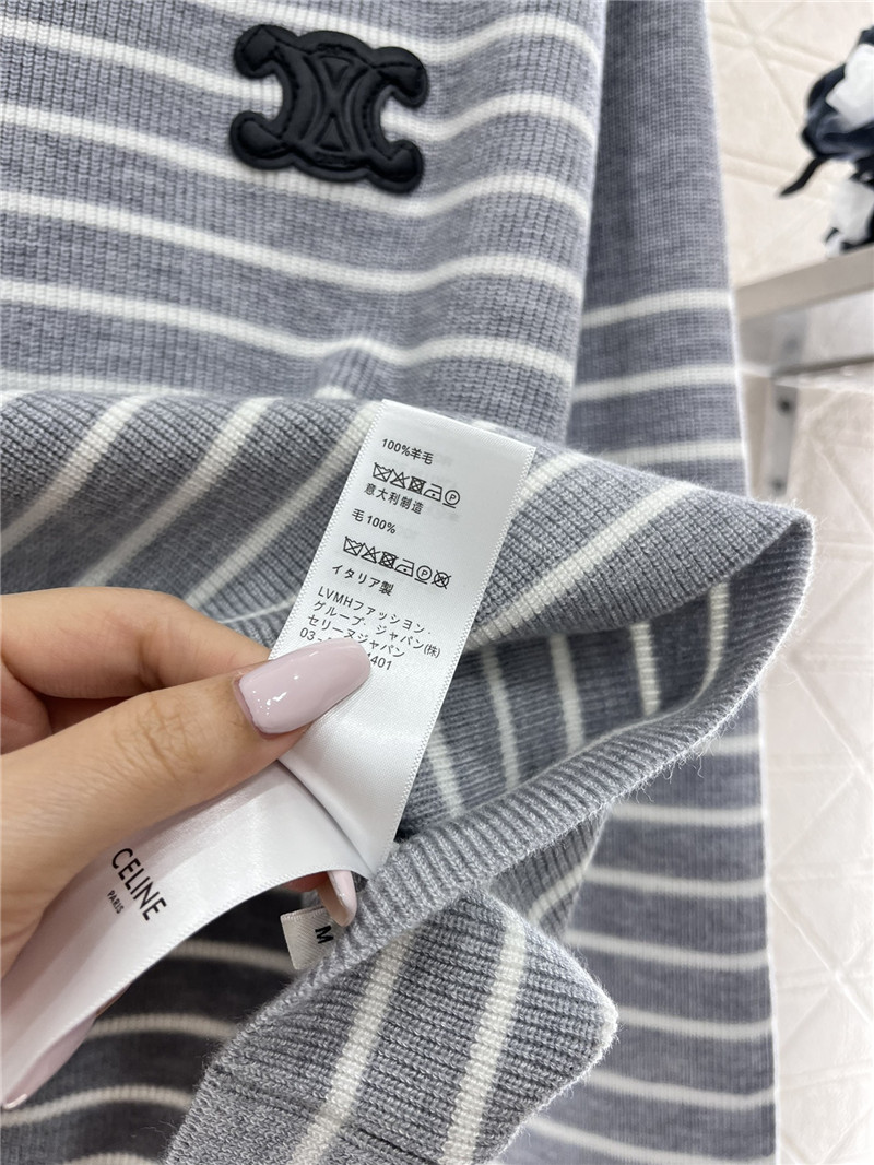 Ce1i*e triomphe striped ribbed sweater grey/white