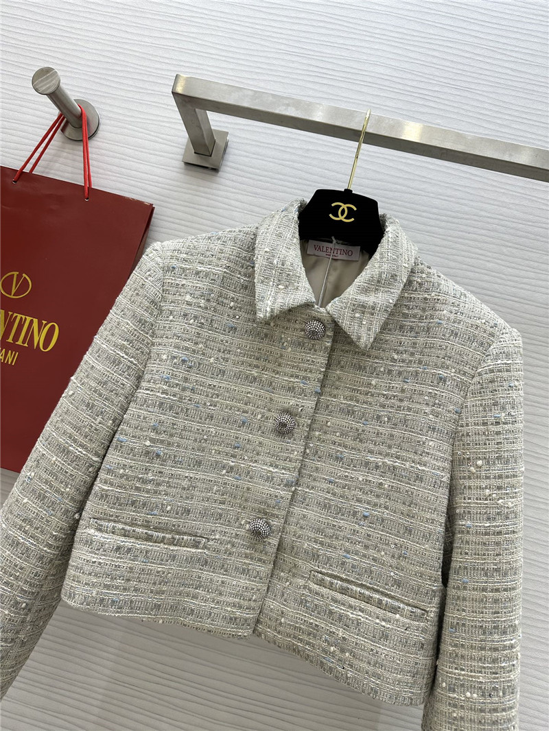 Va1e*ntin0 tweed lapel jacket cheap replica designer clothes