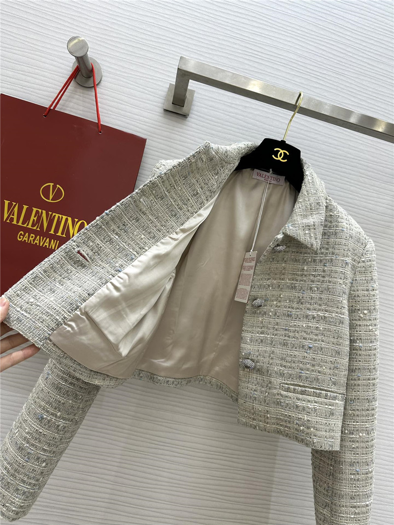 Va1e*ntin0 tweed lapel jacket cheap replica designer clothes