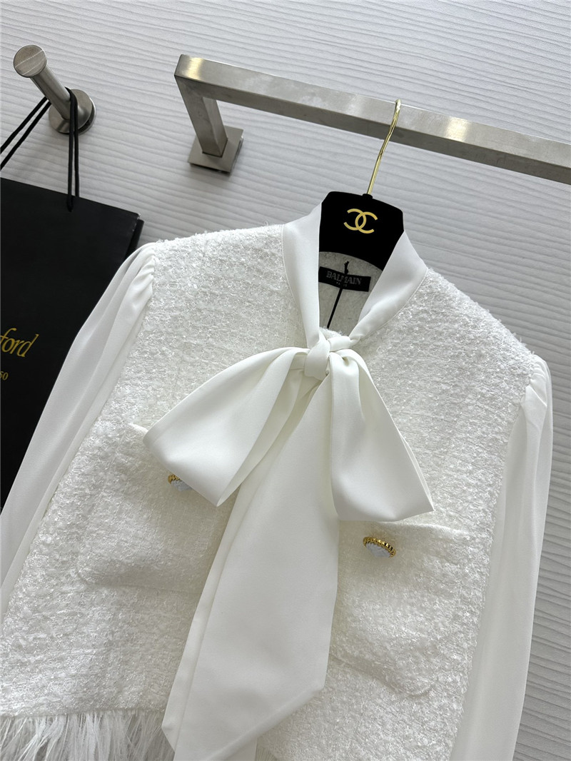 Balmain ostrich feather patchwork coat replica d&g clothing