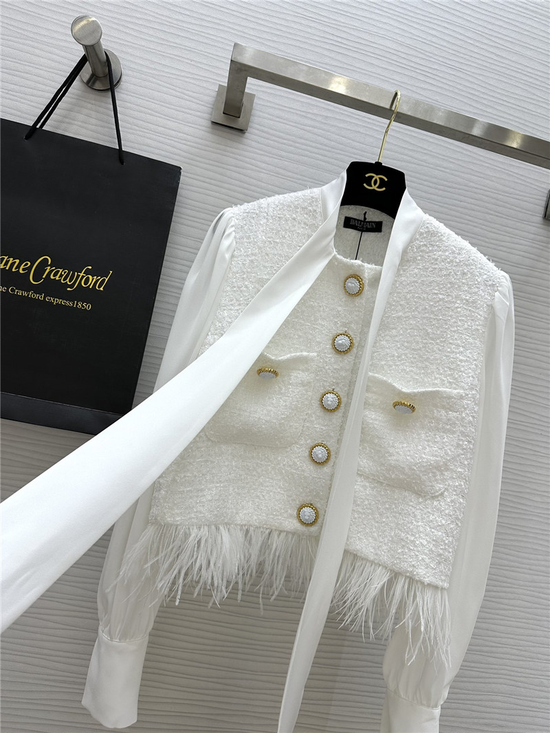 Balmain ostrich feather patchwork coat replica d&g clothing