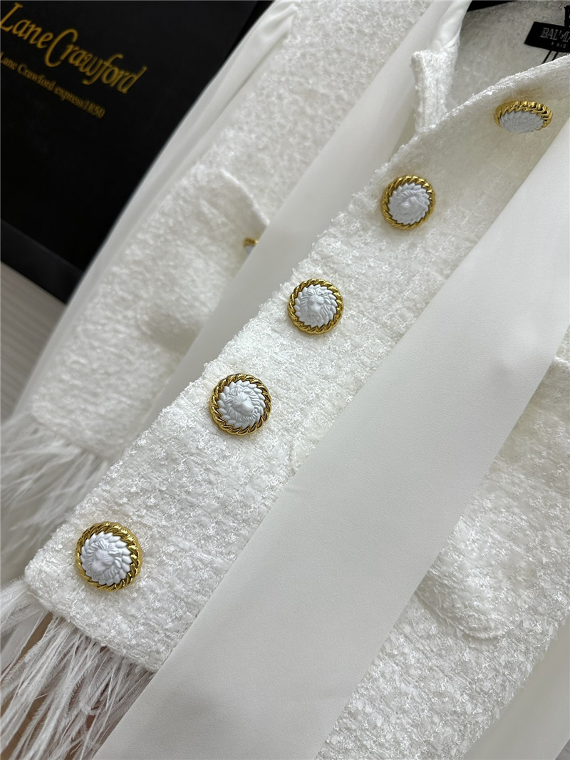 Balmain ostrich feather patchwork coat replica d&g clothing