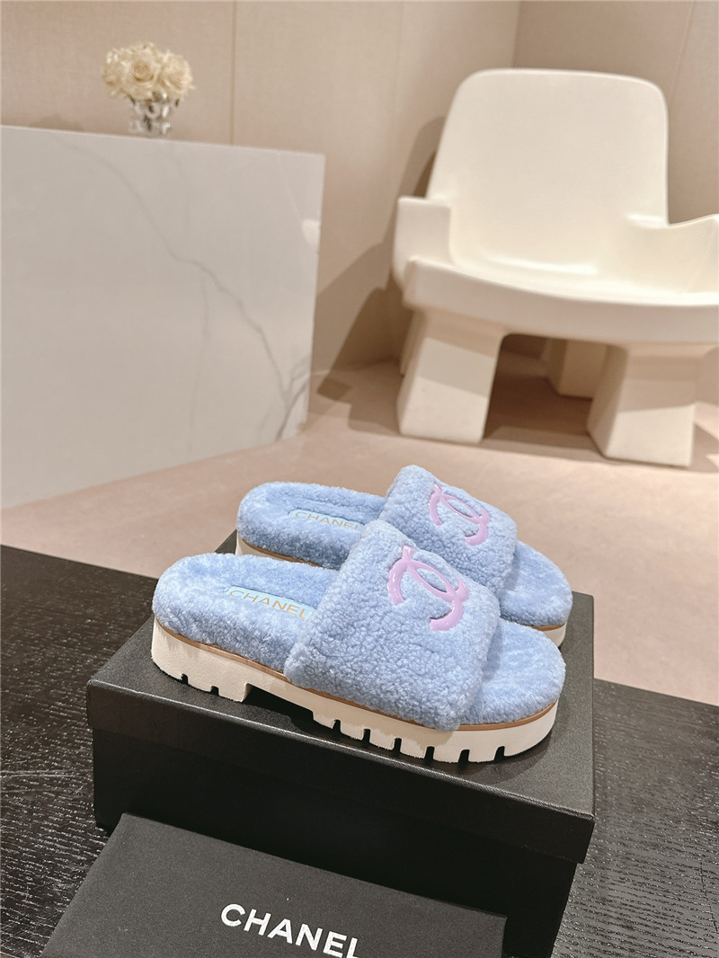 Ch**el blue wool home slide slippers