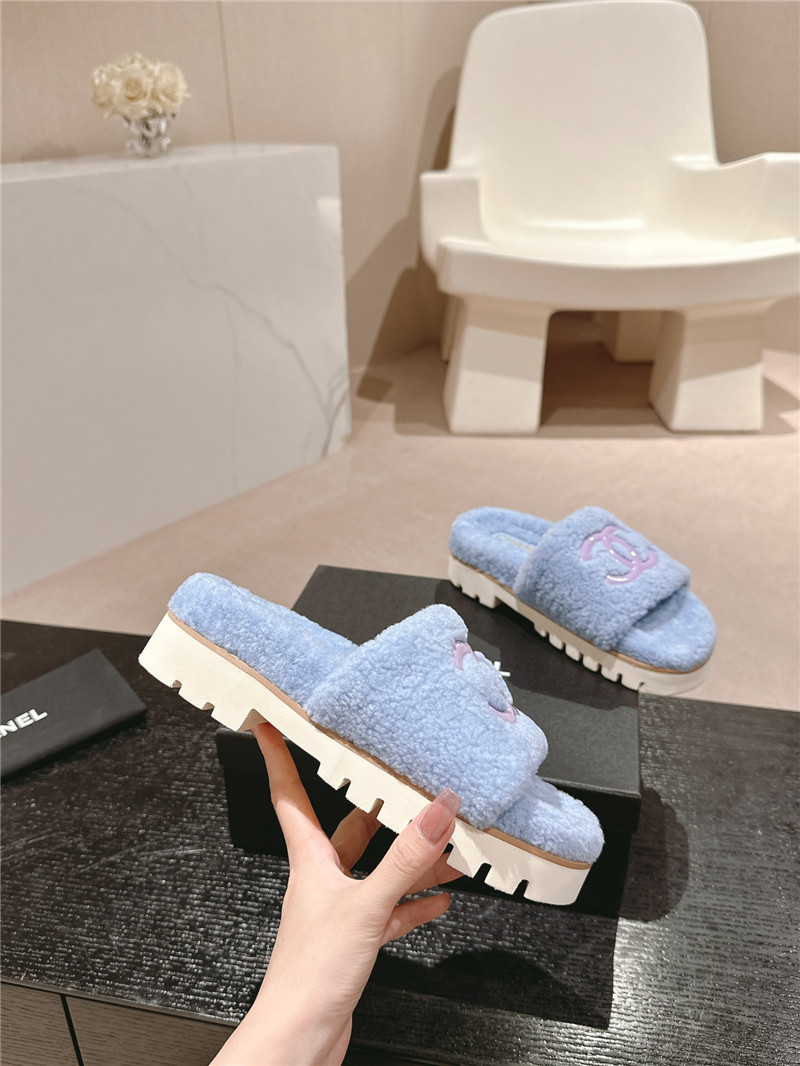 Ch**el blue wool home slide slippers