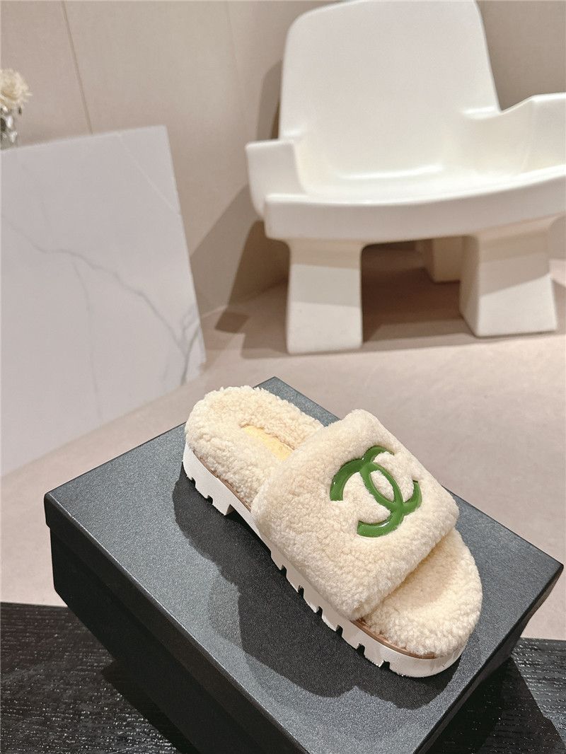 Ch**el natural wool home slide slippers