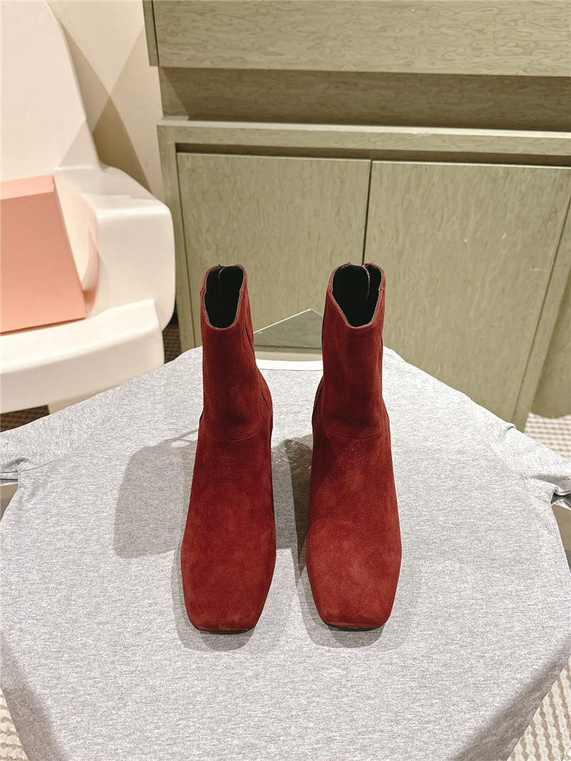 Miu Miu Burgundy Suede Ankle Boots