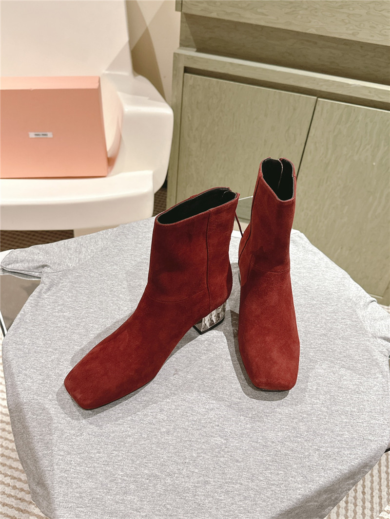 Miu Miu Burgundy Suede Ankle Boots
