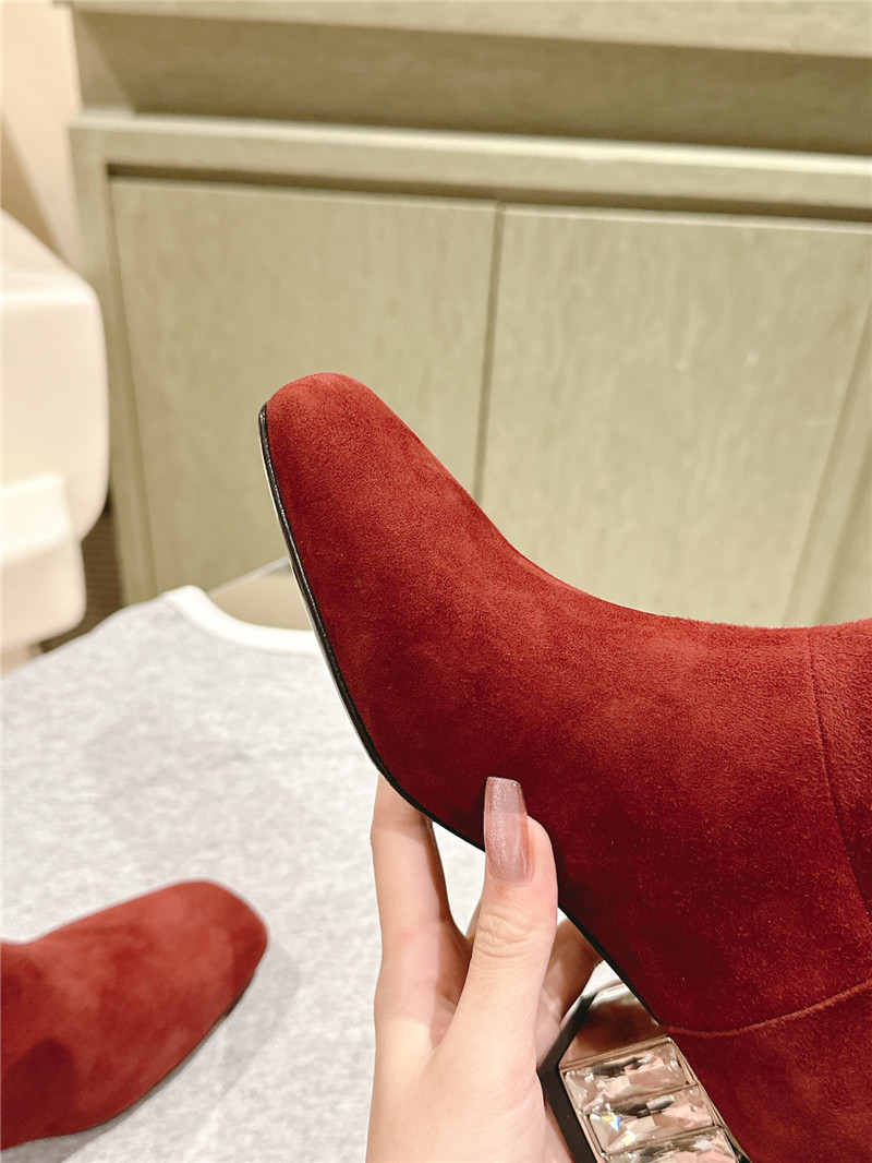 Miu Miu Burgundy Suede Ankle Boots