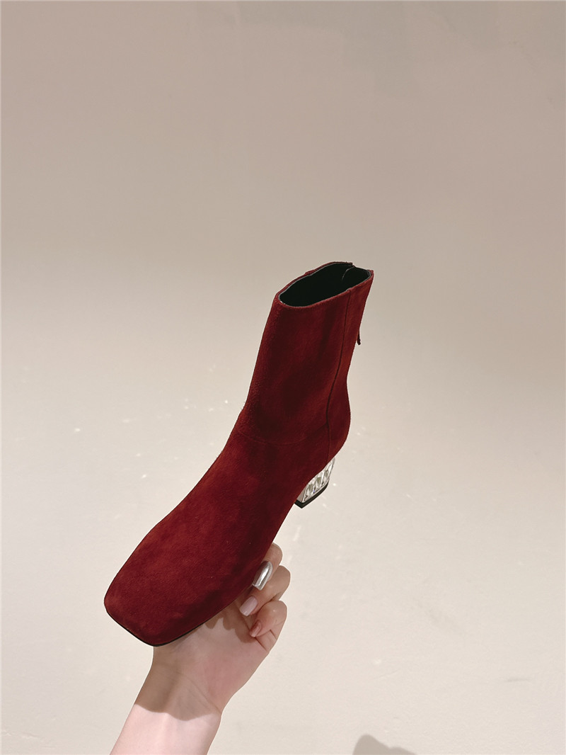 Miu Miu Burgundy Suede Ankle Boots