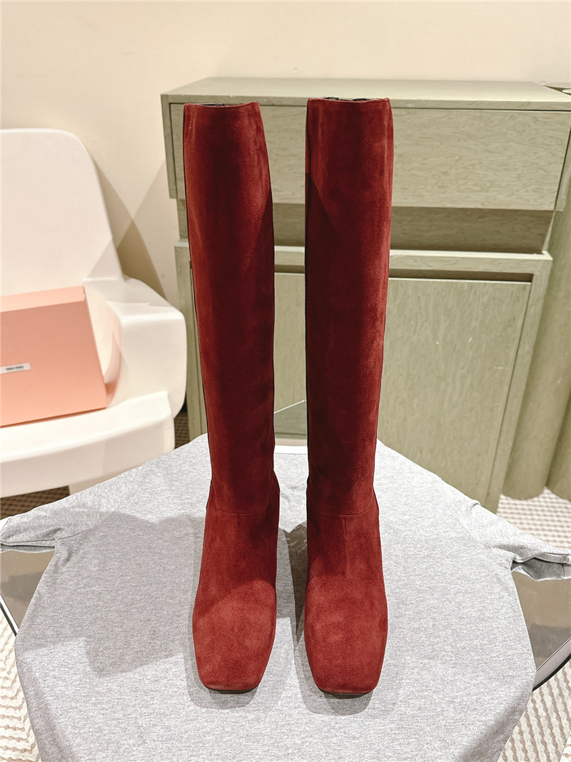 Miu Miu Burgundy Suede Knee-High Boots