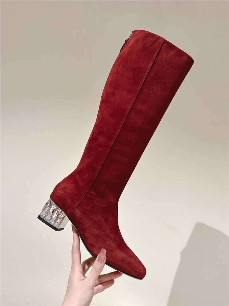 Miu Miu Burgundy Suede Knee-High Boots