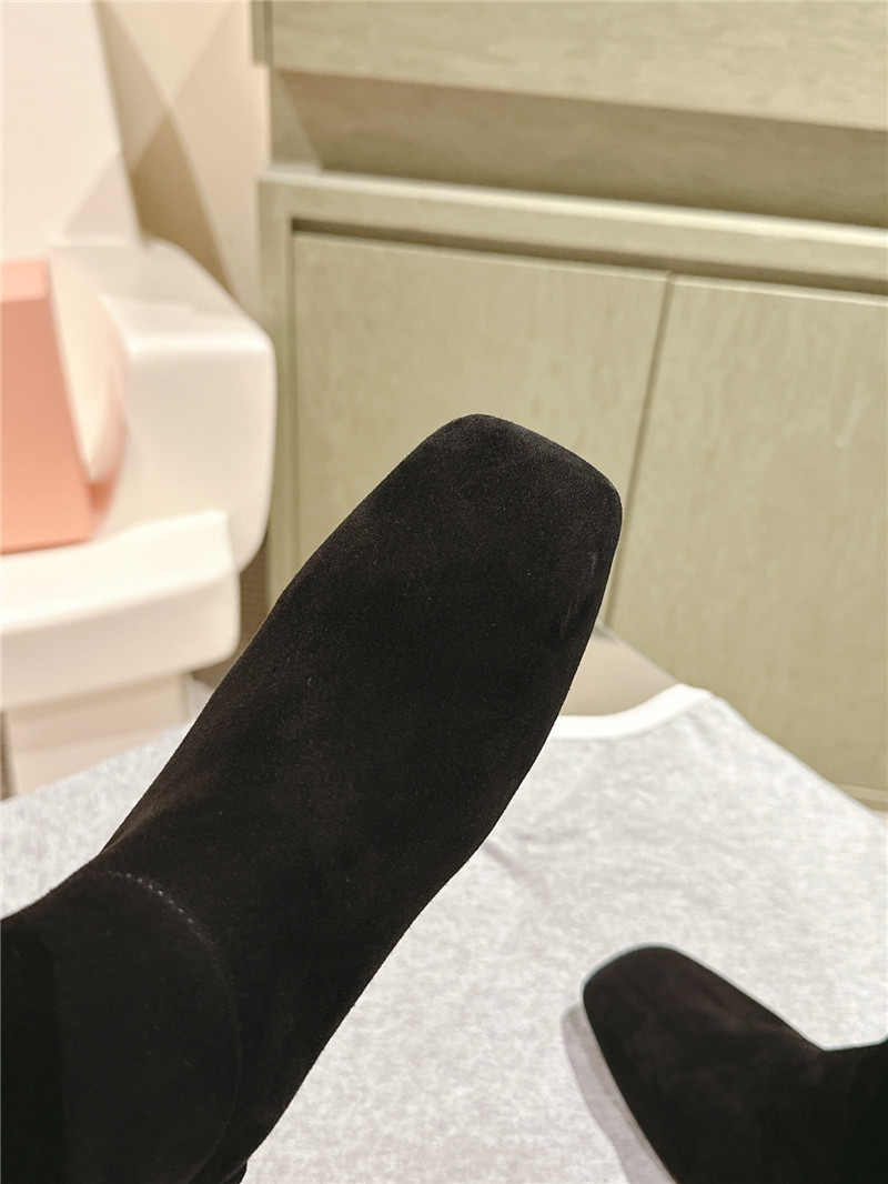 Miu Miu Black Suede Leather Knee-High Boots