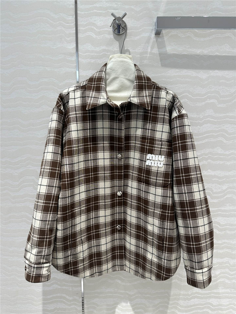 M1um1u plaid cotton jacket replica d&g clothing