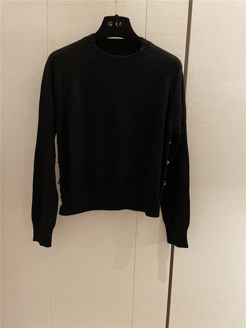 Ch**el buttons trim rib-knit sweater black