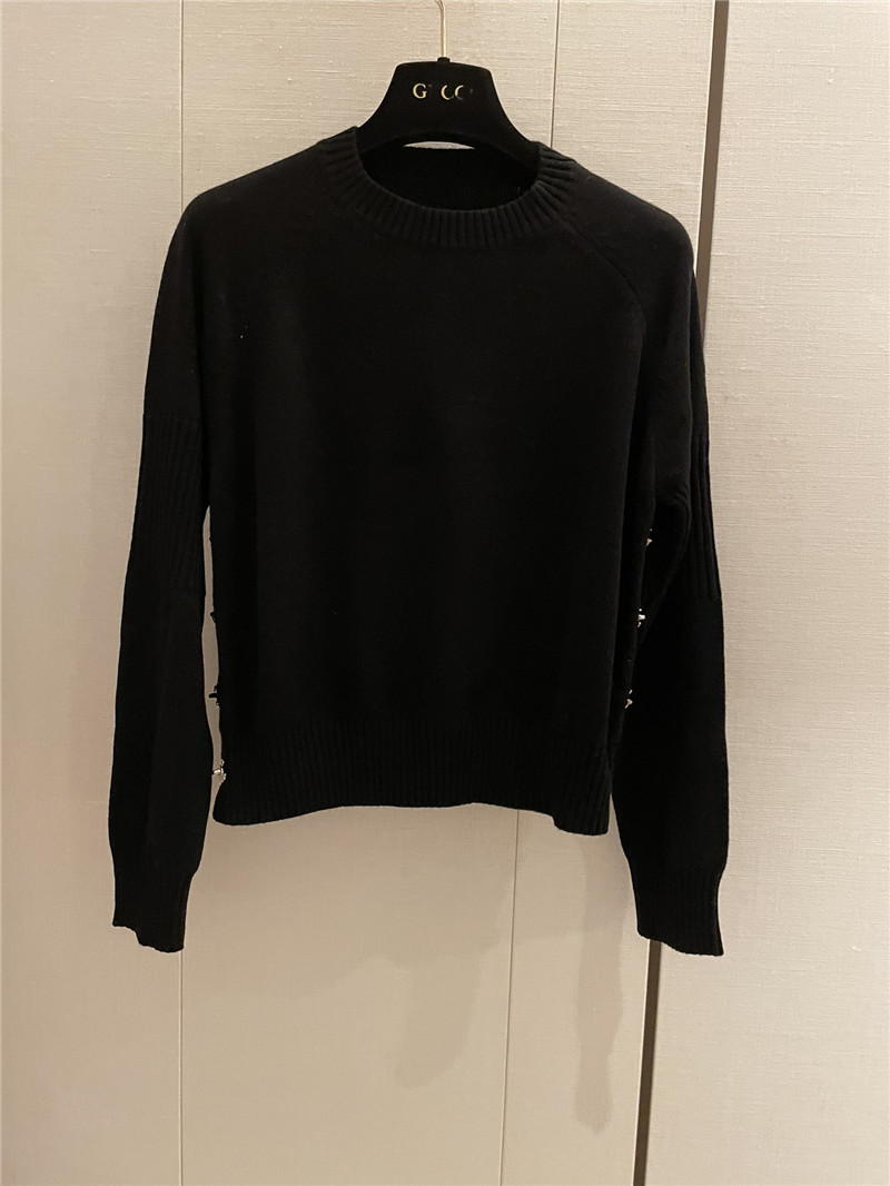 Ch**el buttons trim rib-knit sweater black