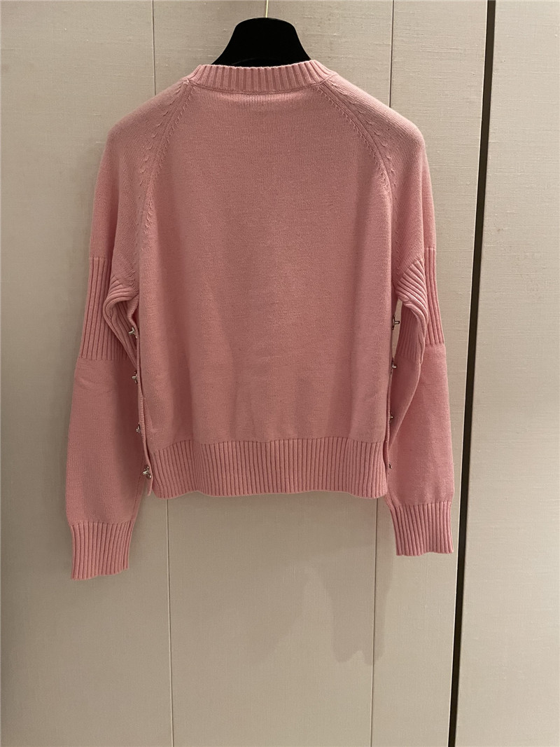 Ch**el buttons trim rib-knit sweater pink