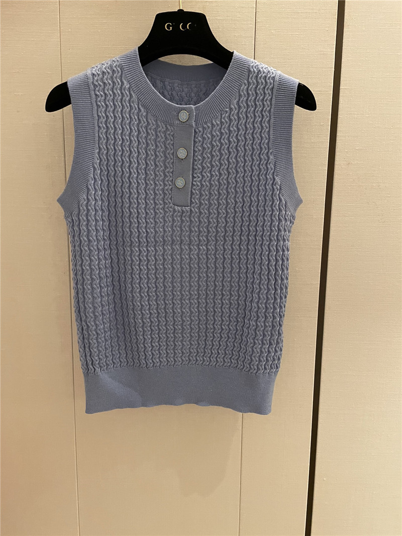 Ch**el buttons texture knitted vest grey