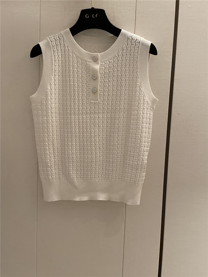 Ch**el buttons texture knitted vest white