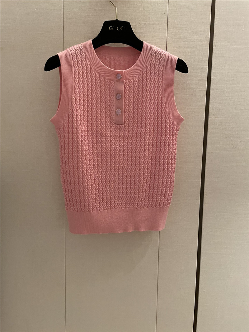 Ch**el buttons texture knitted vest pink