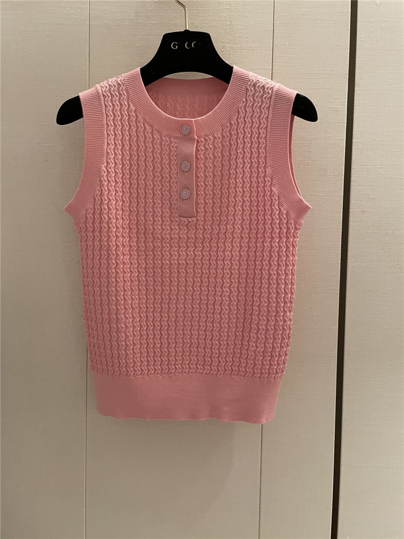 Ch**el buttons texture knitted vest pink