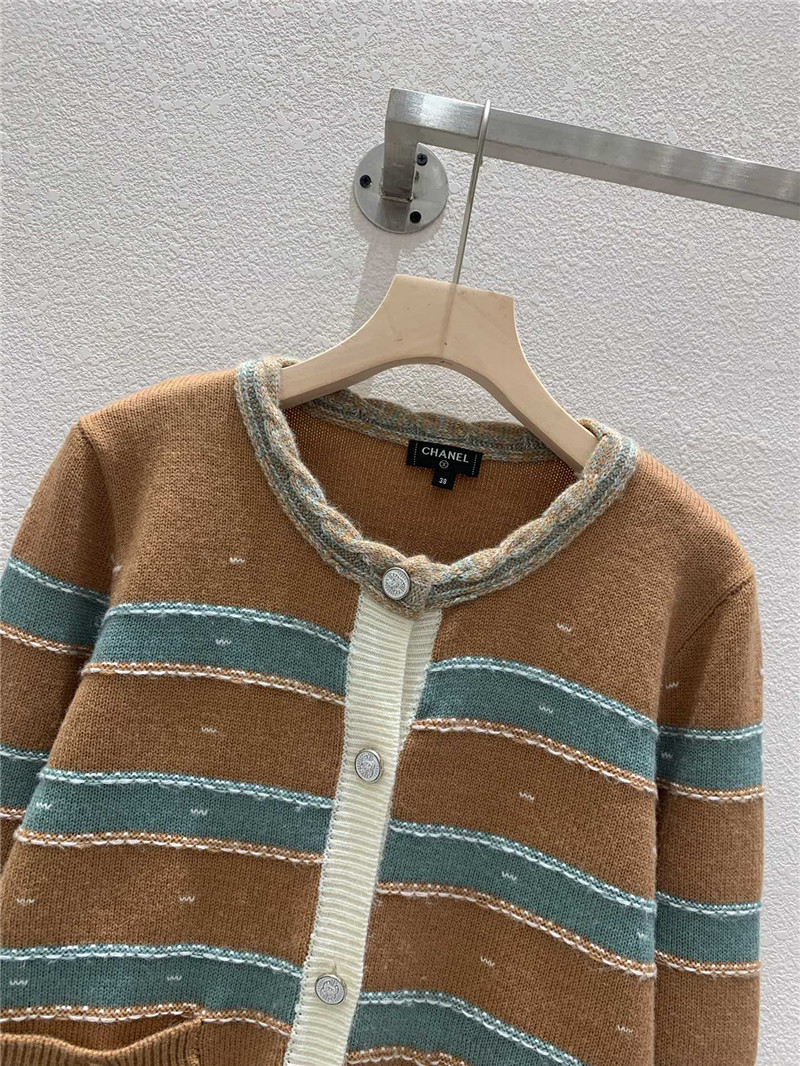 Ce1i*e striped crewneck cardigan brown/blue