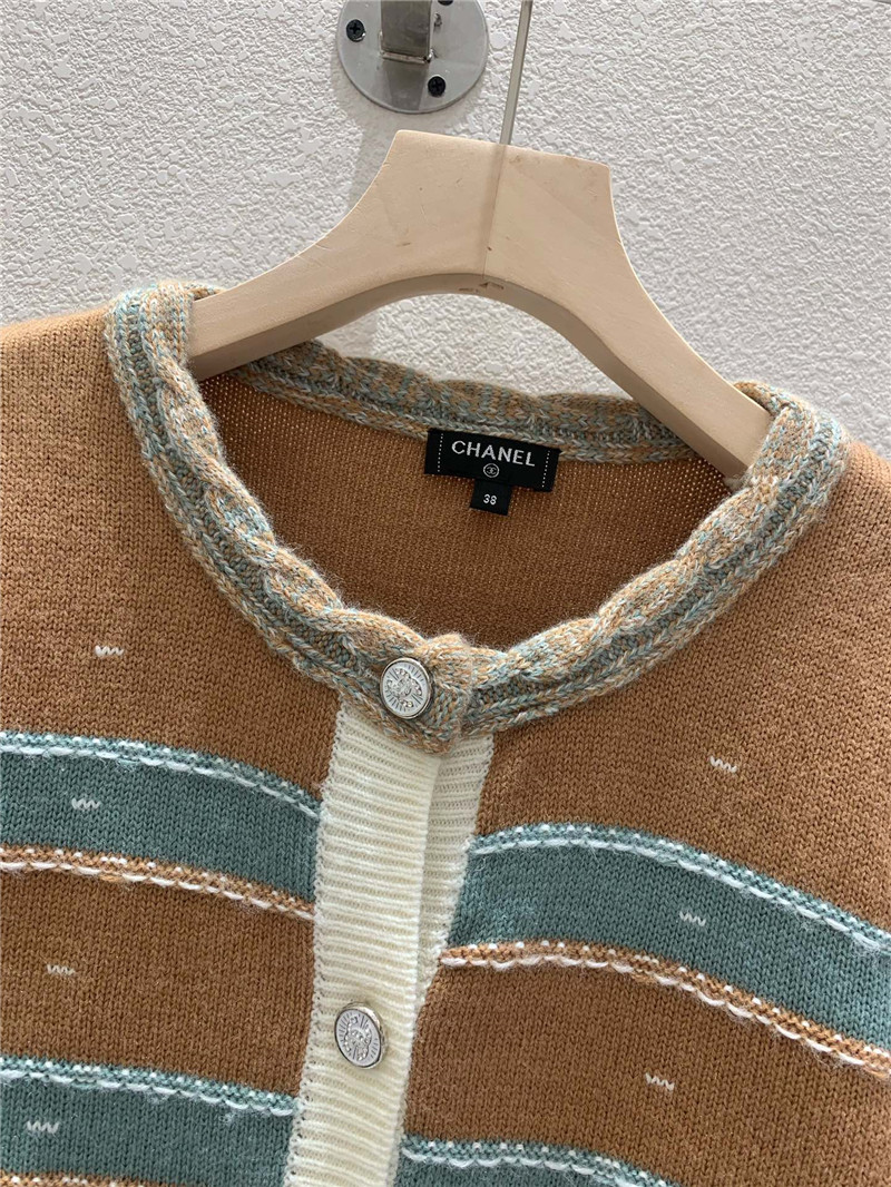 Ce1i*e striped crewneck cardigan brown/blue