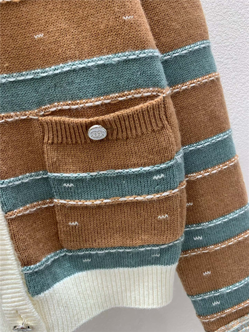Ce1i*e striped crewneck cardigan brown/blue