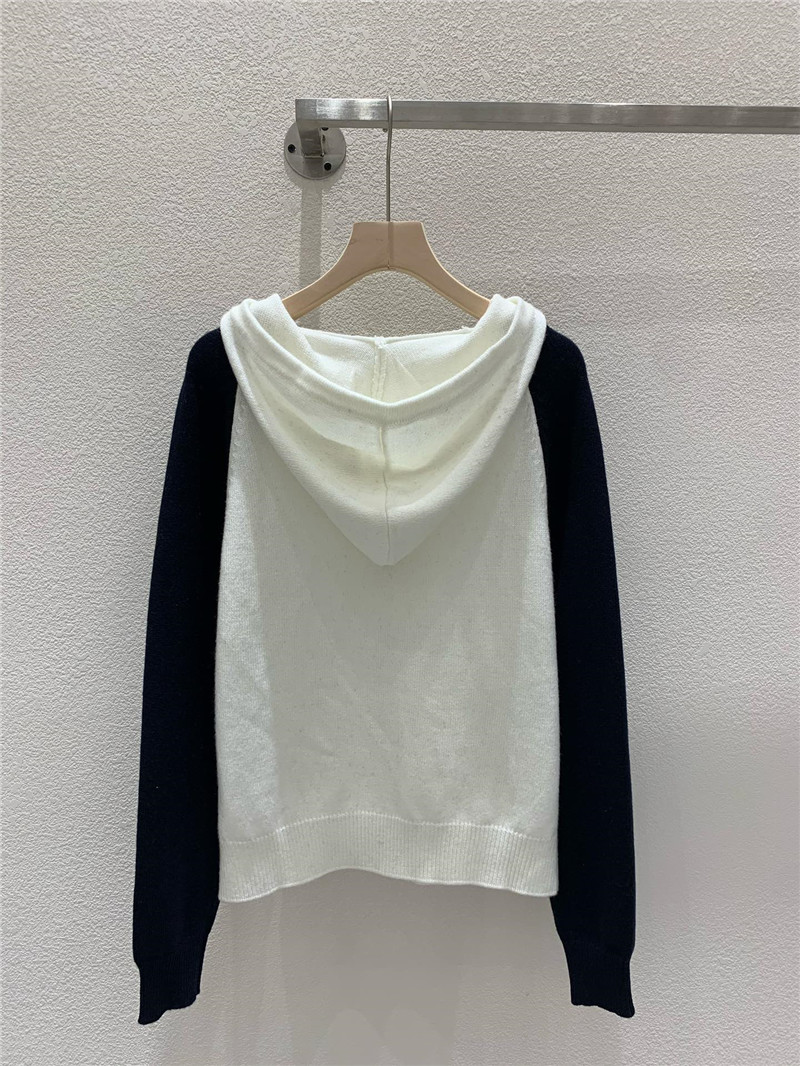 Ch**el raglan sleeves zipper knit hoodie black/white