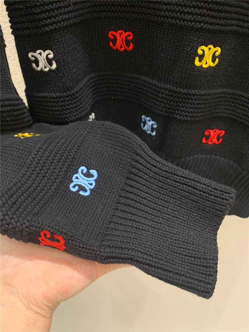 Ce1i*e multicolor triomphe knit sweater in black