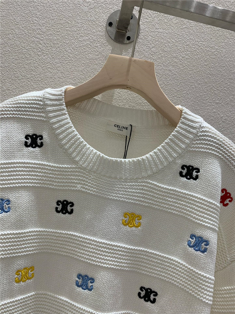 Ce1i*e multicolor triomphe knit sweater in white