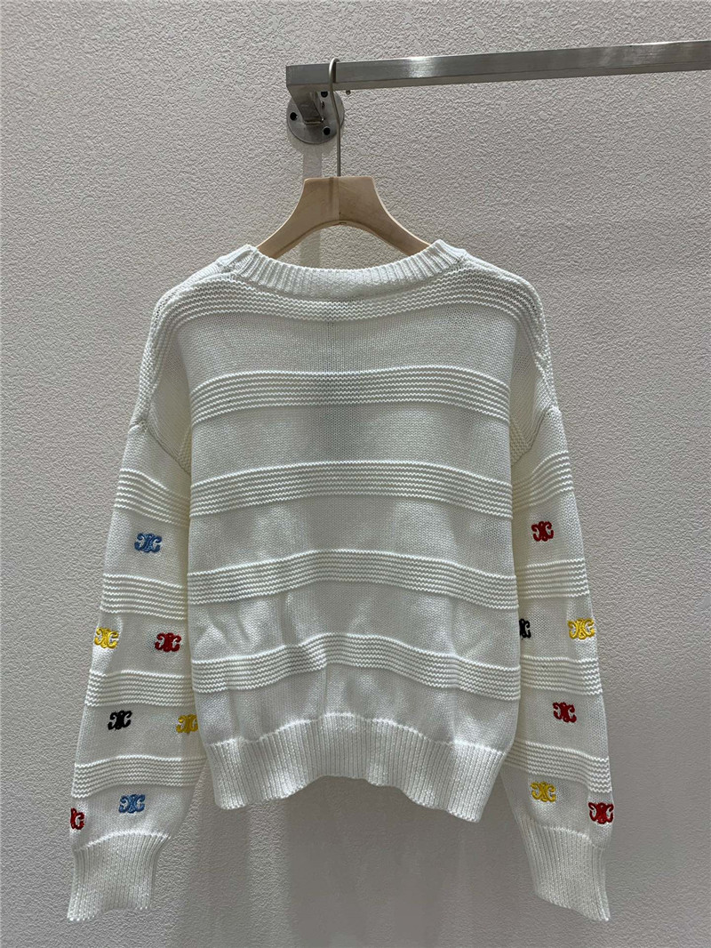 Ce1i*e multicolor triomphe knit sweater in white